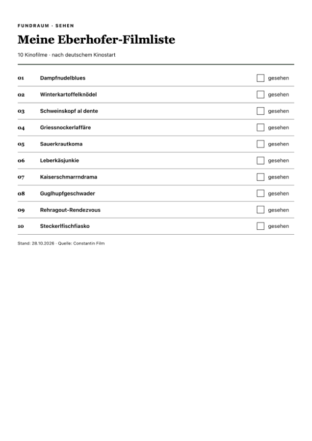Vorschau: Eberhofer-Filme: Checkliste zum Abhaken